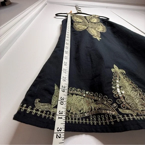 Free People Black Dress with Gold Embroidery and sequins size 2 - Picture 11 of 14
